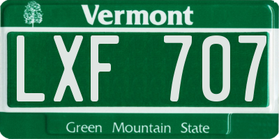 VT license plate LXF707