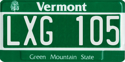 VT license plate LXG105