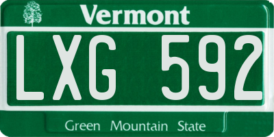 VT license plate LXG592