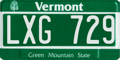 VT license plate LXG729