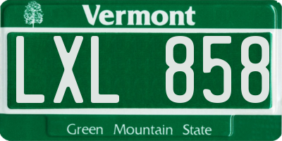 VT license plate LXL858