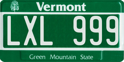 VT license plate LXL999