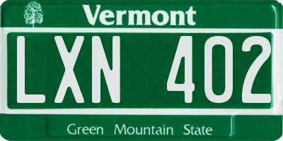 VT license plate LXN402