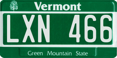 VT license plate LXN466