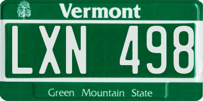 VT license plate LXN498