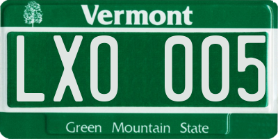 VT license plate LXO005