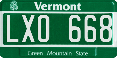 VT license plate LXO668