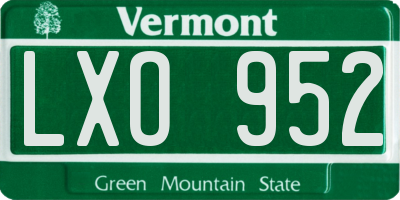 VT license plate LXO952