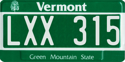 VT license plate LXX315
