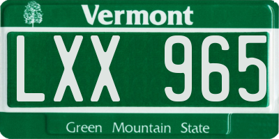 VT license plate LXX965