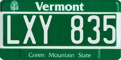 VT license plate LXY835