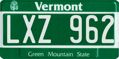 VT license plate LXZ962
