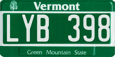 VT license plate LYB398