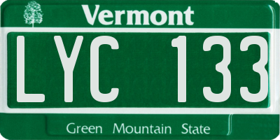 VT license plate LYC133