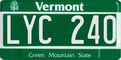VT license plate LYC240