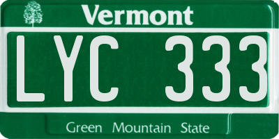VT license plate LYC333
