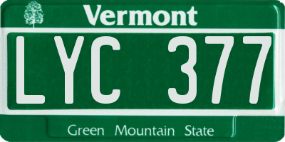 VT license plate LYC377