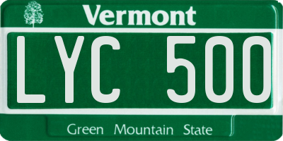 VT license plate LYC500