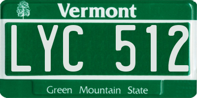 VT license plate LYC512