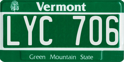 VT license plate LYC706