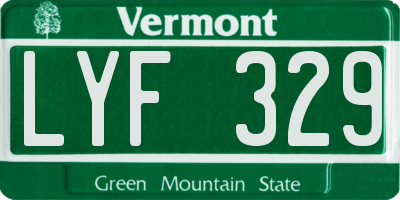 VT license plate LYF329