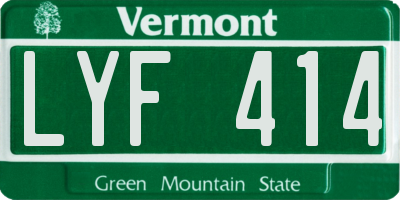 VT license plate LYF414