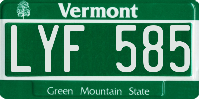 VT license plate LYF585