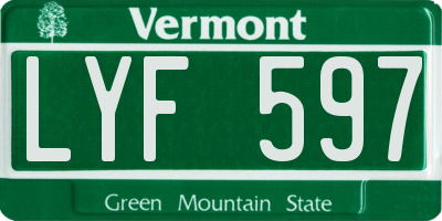 VT license plate LYF597