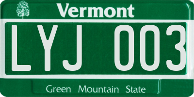VT license plate LYJ003