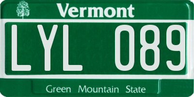 VT license plate LYL089