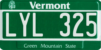 VT license plate LYL325