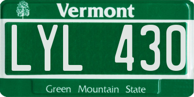 VT license plate LYL430