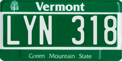 VT license plate LYN318