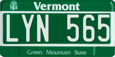 VT license plate LYN565