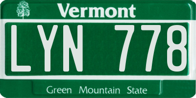 VT license plate LYN778