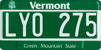 VT license plate LYO275