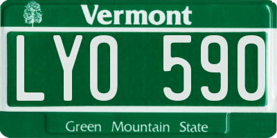 VT license plate LYO590