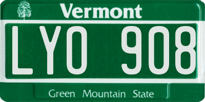 VT license plate LYO908