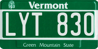 VT license plate LYT830