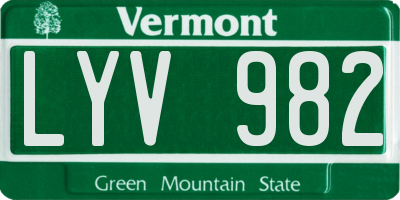 VT license plate LYV982