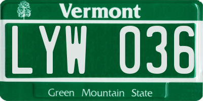 VT license plate LYW036