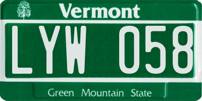 VT license plate LYW058