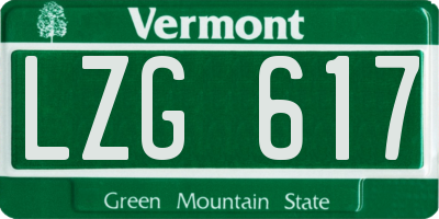 VT license plate LZG617
