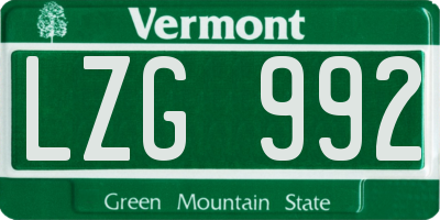 VT license plate LZG992