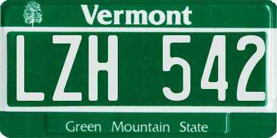 VT license plate LZH542
