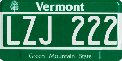 VT license plate LZJ222