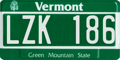 VT license plate LZK186