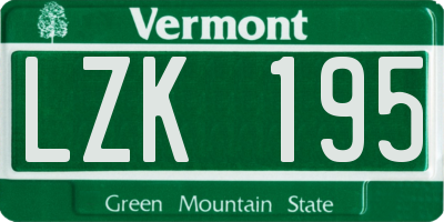VT license plate LZK195