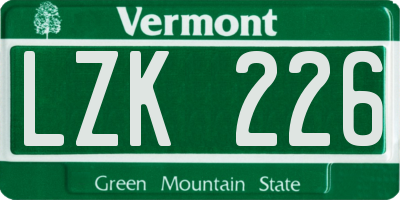 VT license plate LZK226