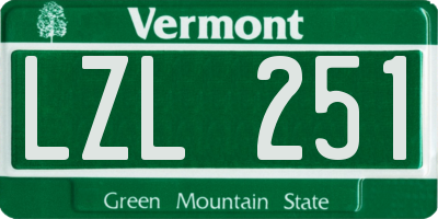 VT license plate LZL251